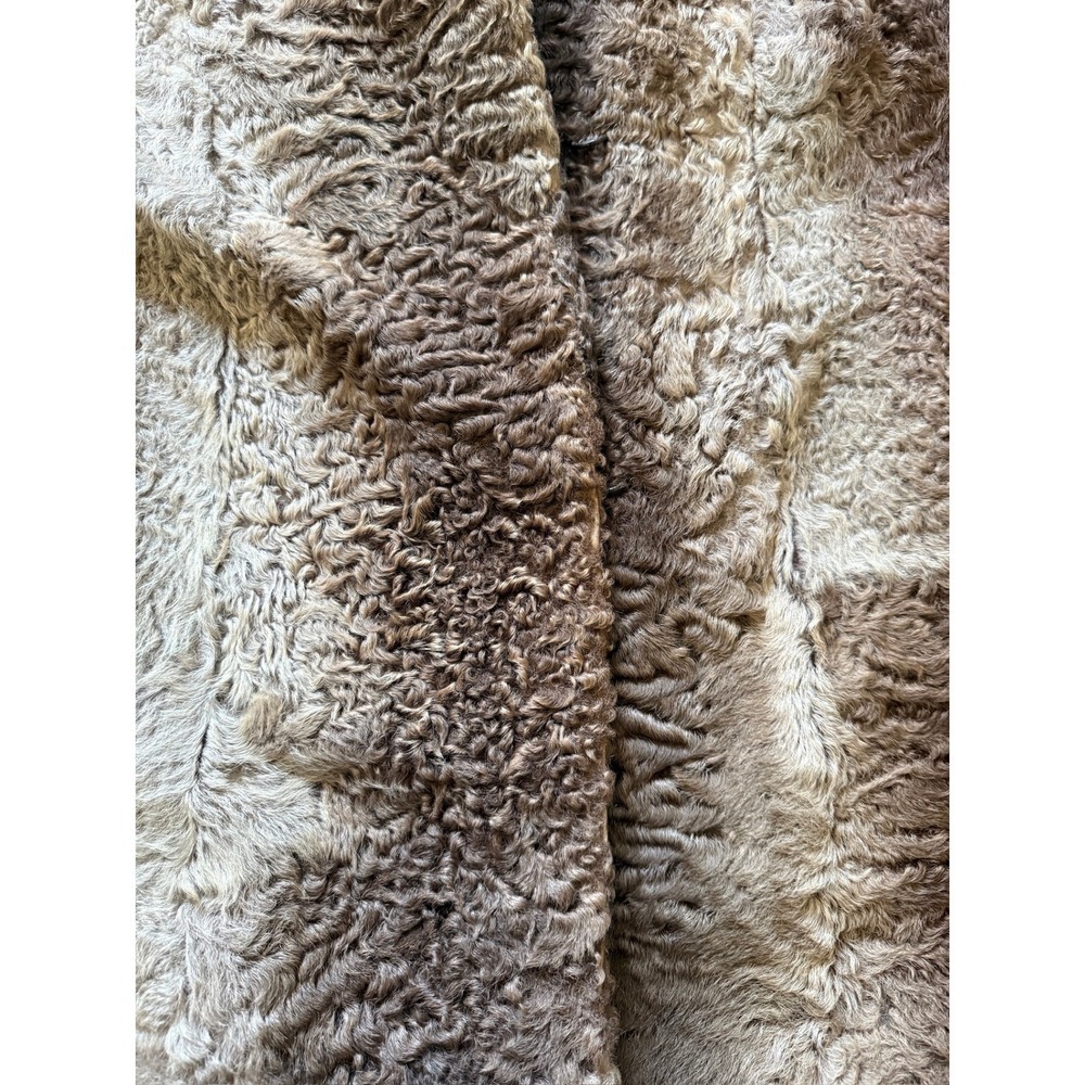 Vintage Persian Lamb Fur Coat XL Leather Sleeves Brown Jacket Outerwear - Picture 5 of 6